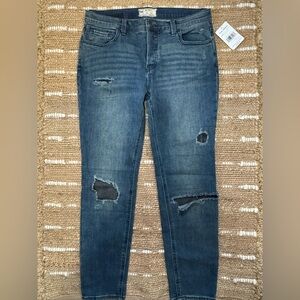 Free People Dark Blue Distressed Mesh Jeans size 29 NWT 90s